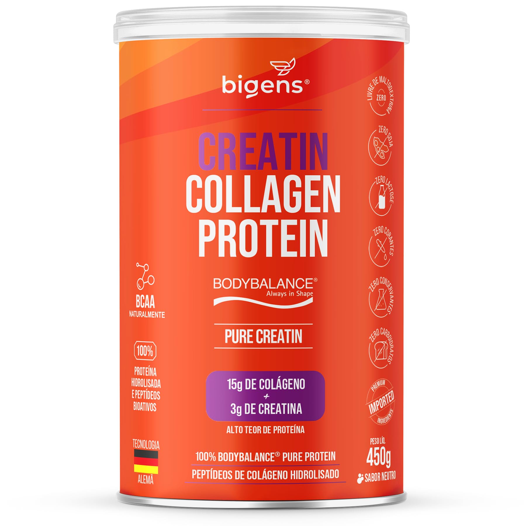 Creatin Collagen Protein, 15g de Colágeno + 3g de Creatina, 450g, Sabor ...