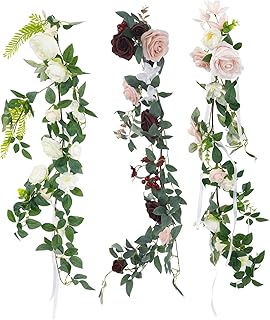 12Pcs Artificial Wedding Chair Flowers - Realistic Rose Pew Decor with R...