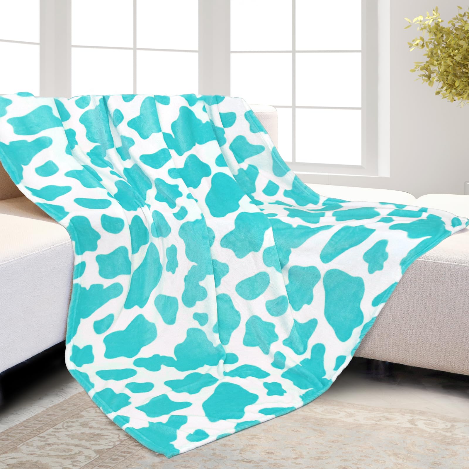 HSEEC Blue Throw Blanket for Bed - Lightweight Soft Fleece Blanket Throws for Couch, Fuzzy Cozy Bedding Decor for Girls Bedroom, Living Rome, All