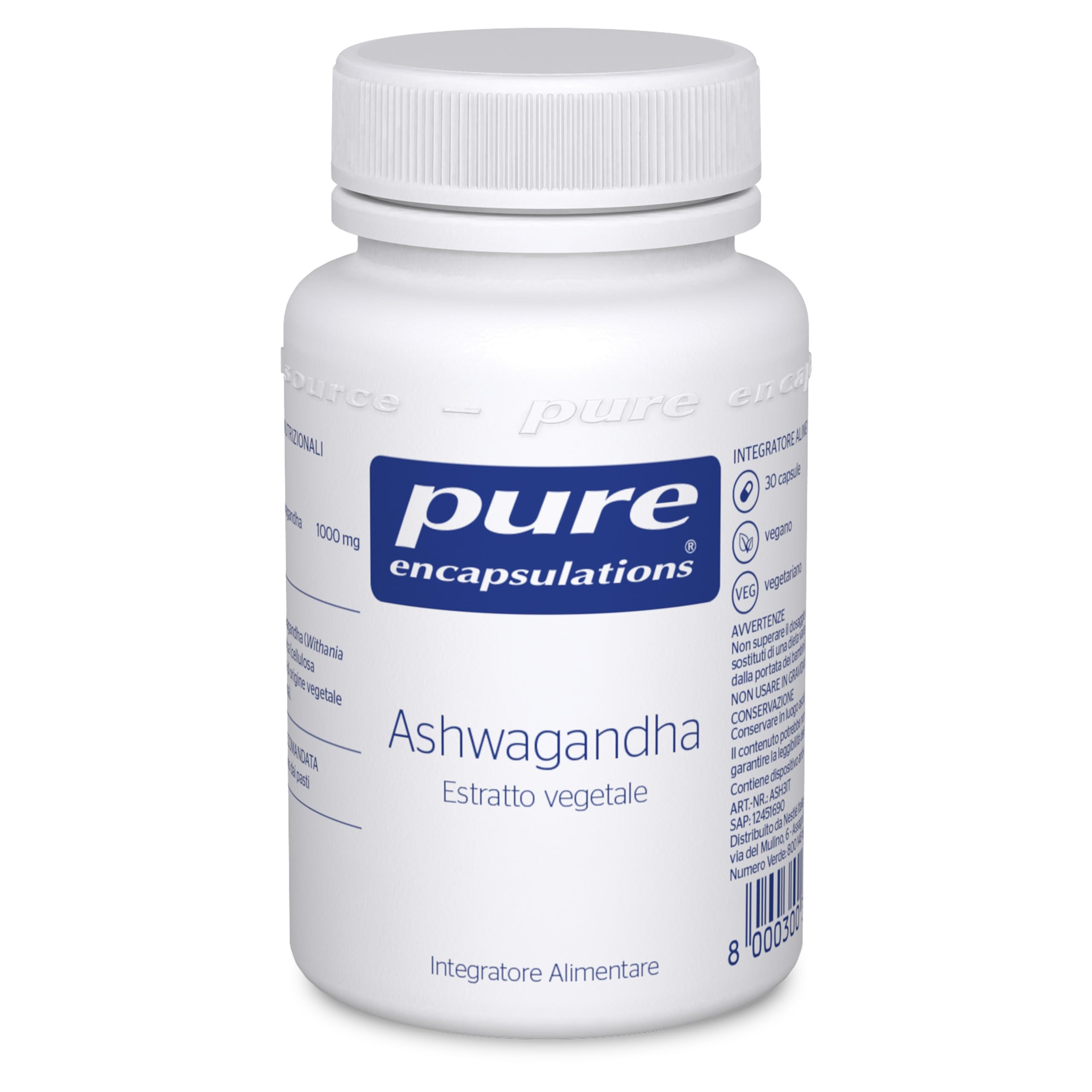 Pure Encapsulations - Ashwagandha – Integratore con Withania somnifera (Ginseng Indiano) – Capsule Vegane Senza Glutine e Lattosio – 30 Capsule