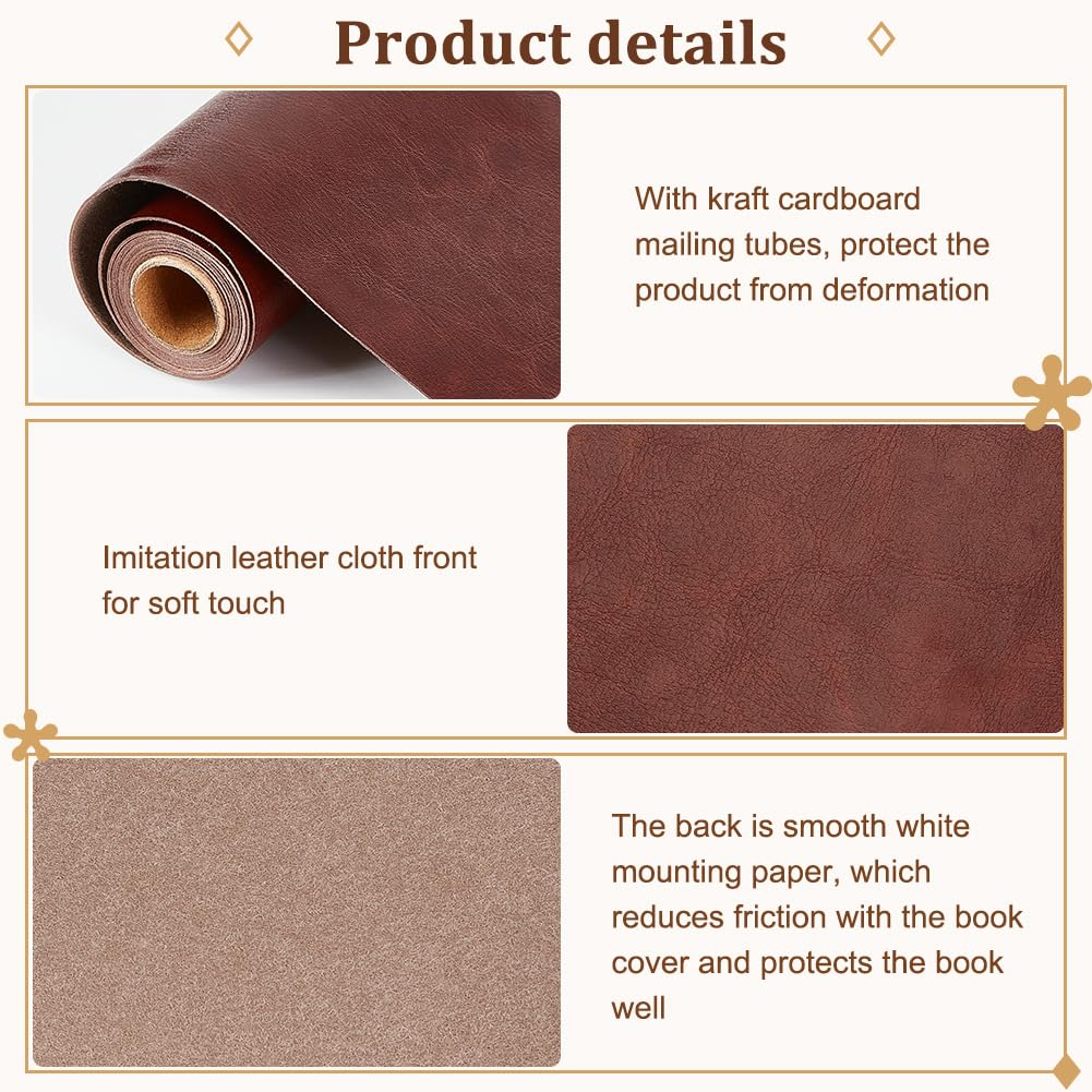 OLYCRAFT Copertina per Rilegatura in Similpelle 120x43cm Marrone Cocco Spessore 0.7mm