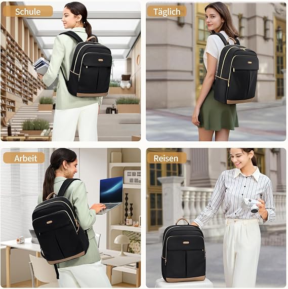 VNINE Backpack Womens，16 Inch Laptop Travel Work Rucksack，Fashion Waterproof Computer Back Pack for Work College Teacher Uni School Travel