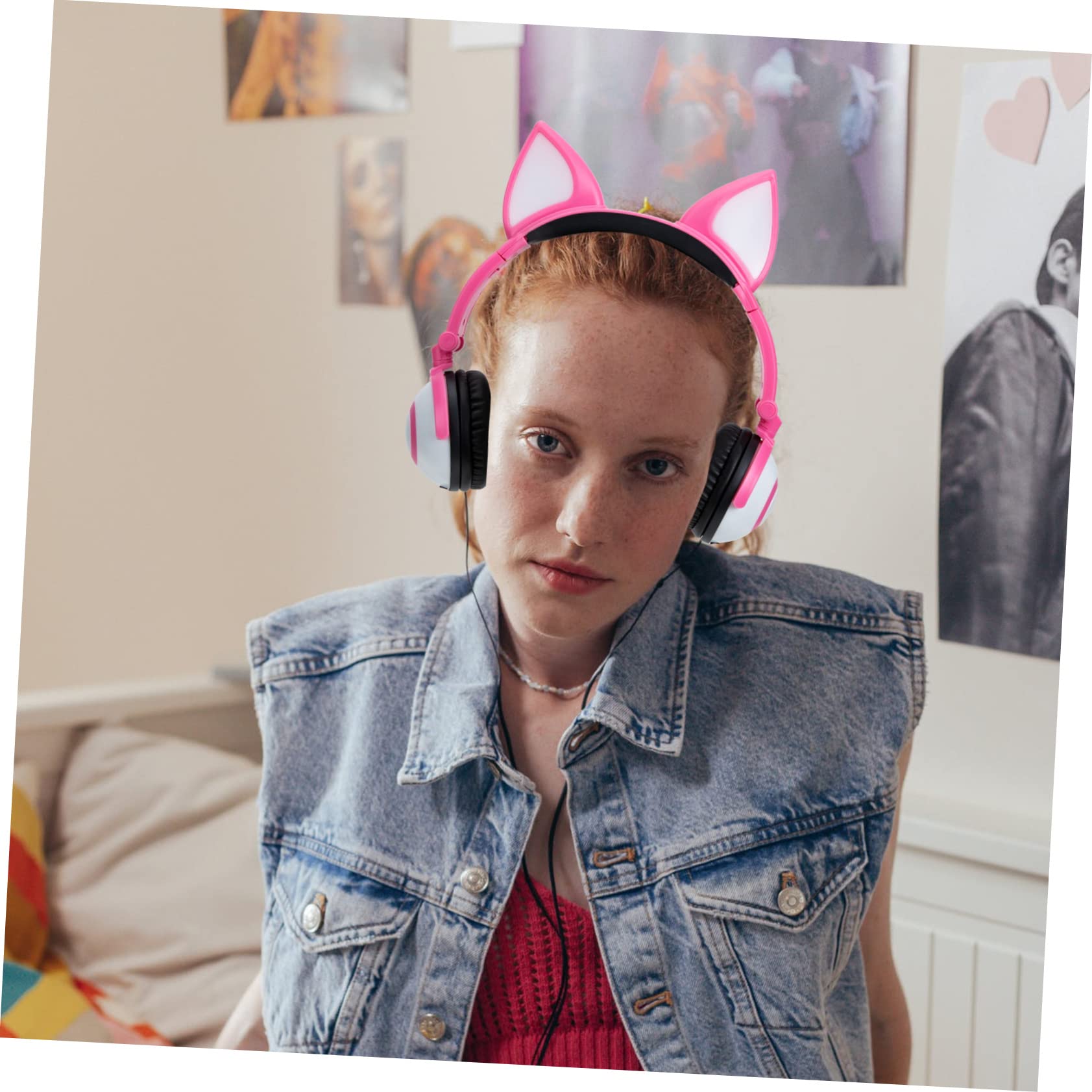 SHINEOFI Auricolari per Bambini Orecchie da Gatto, Jack 3, 5mm Rosa