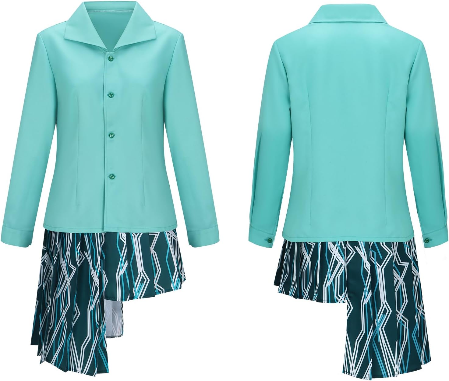 AMNPOLEN Women ShenShen Costume Witch Striped School Uniform Shirt Jacket Skirt Outfit Halloween Movie Cosplay Set - Image 5