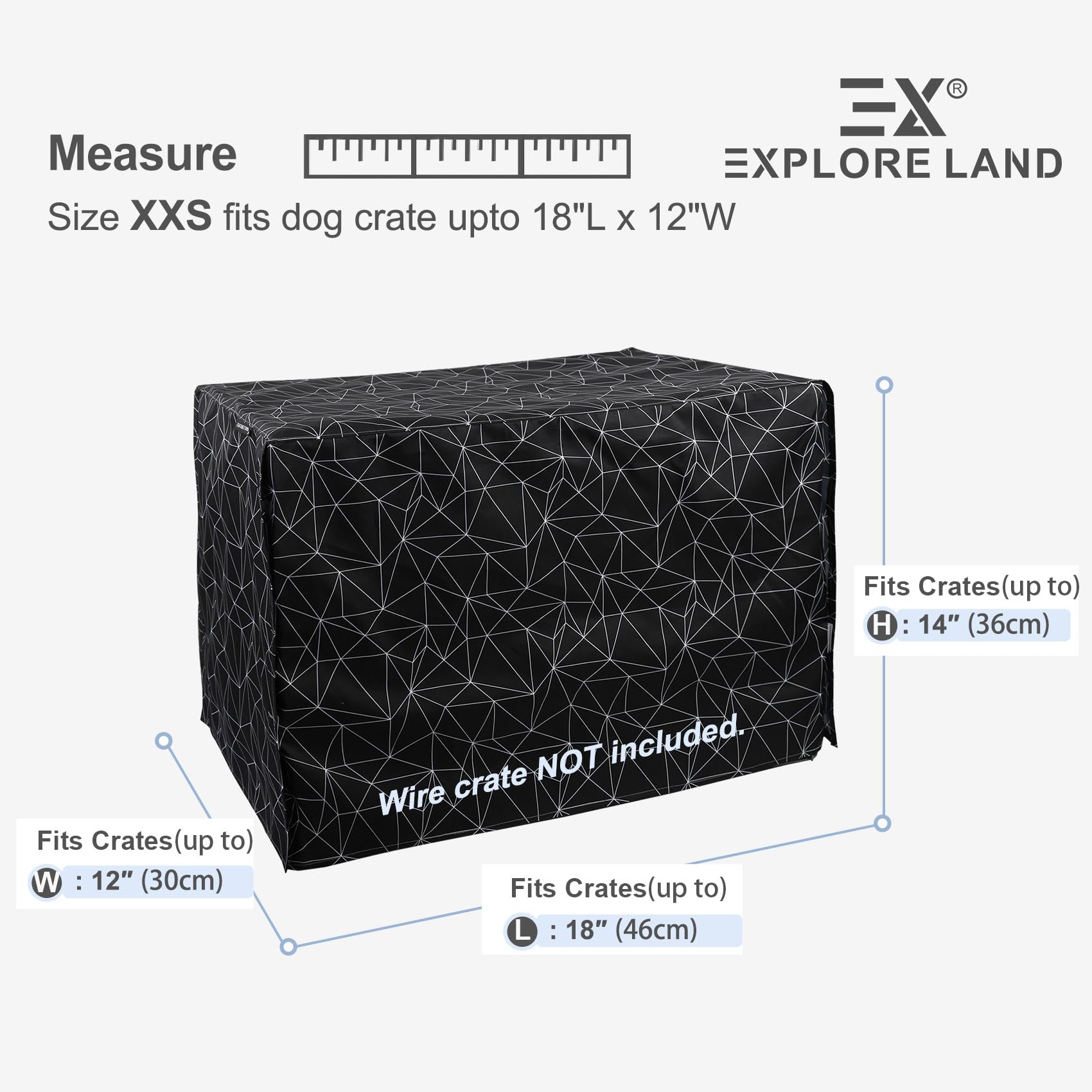 Amazon.co.jp: Explore Land Pattern 犬用クレートカバー 18インチ