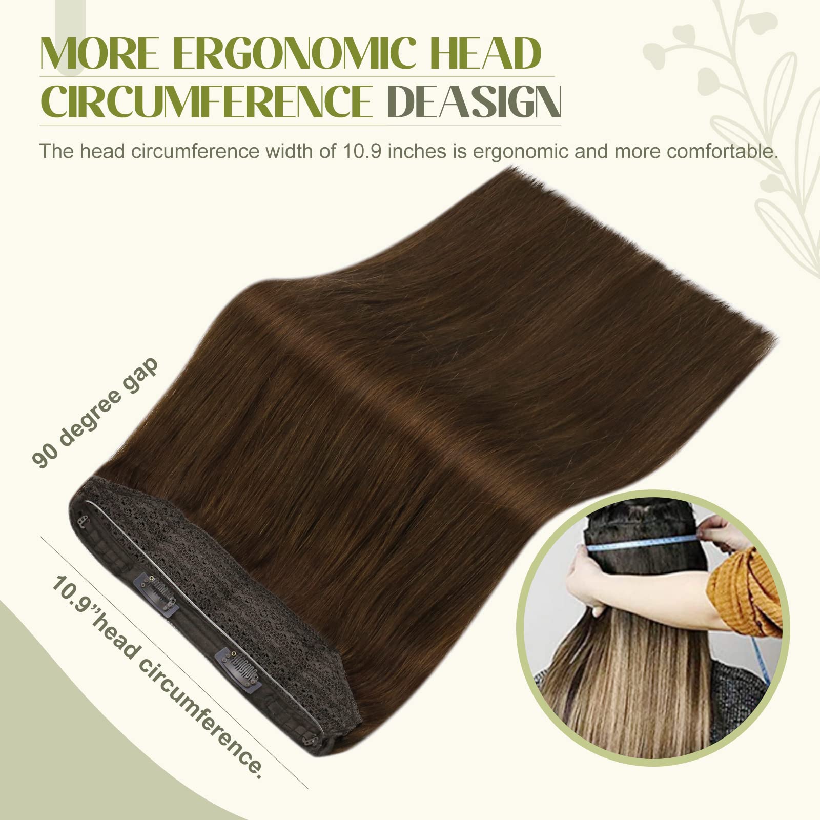 Fshine Filo Invisibile Per Extension 40CM 80g Extension Castano Cioccolato Capelli Colore 4 Extension Lisci Capelli Invisibile Fascia Unica Extension Wire Hair Extensions Human Hair