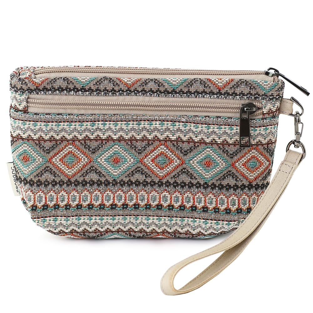 Small Wristlet Wallets for Women Zip Clutch Bag with Wristlet Pouch 3-Zipper Original Design