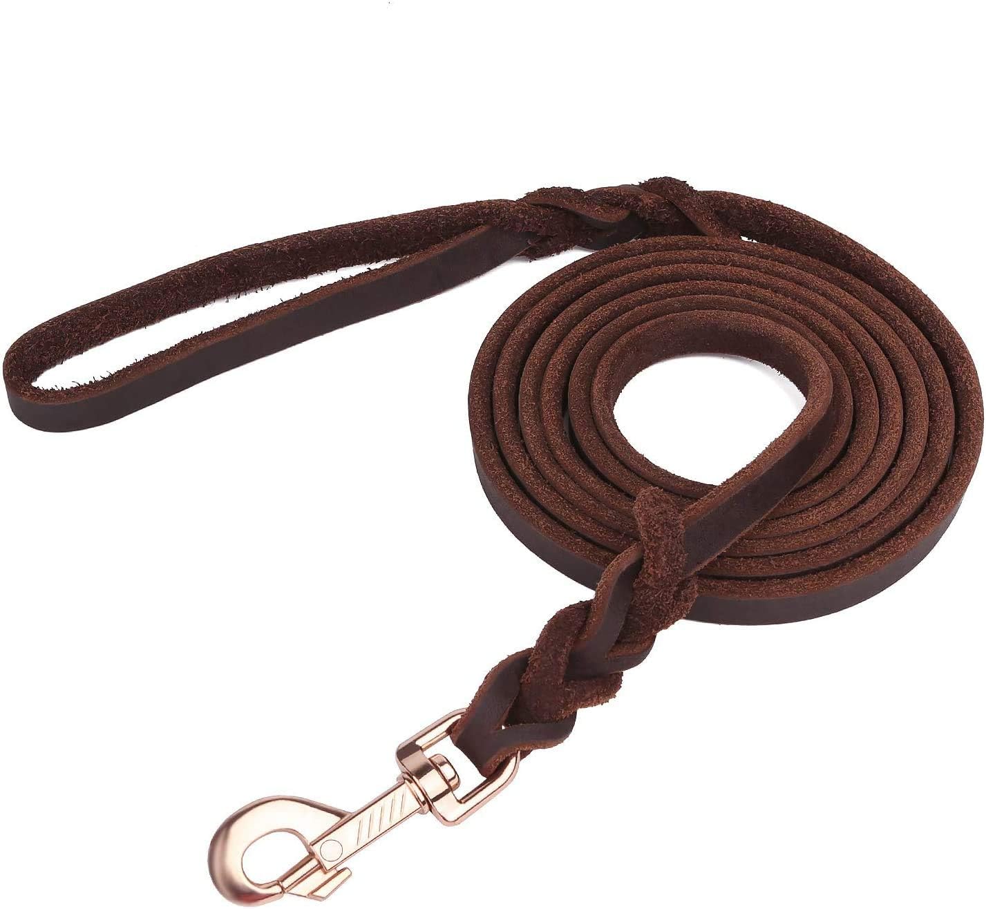 YIHATA Dog Leash 6 ft 8 ft Leather Dog Training Leash Heavy Duty Dog Leash for Small and Medium Dog Walking&Training