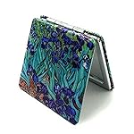 Aeisage Compact Mirror Square Irises Van Gogh Pocket Mirror for Women Small Travel Mirror Magnifying Floral Purse Mirror Compact Unique Gift for Women