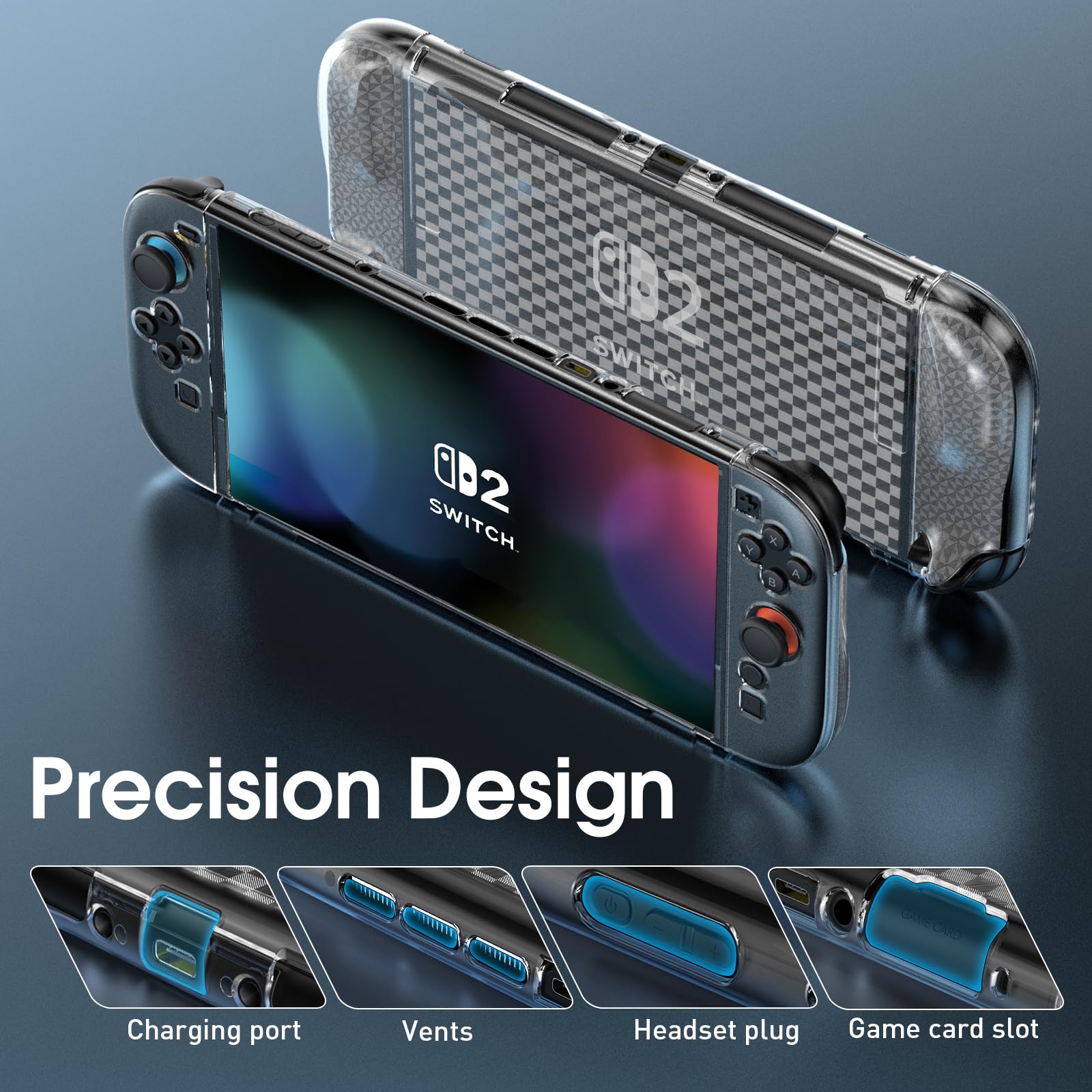 HEYSTOP [120 Pezzi] Cover Protettiva per Console Nintendo Switch 2, Dockable Custodia Protettiva per PC, TPU Joycon Cover con Protezione per Lo Schermo per Accessori per Controller Nintendo Switch 2