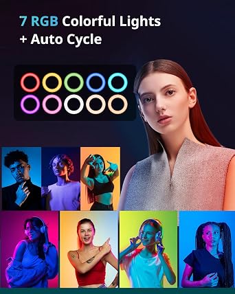 UBeesize 12 RGB Ring Light with 50 Tripod Stand & Phone Holder, Dimmable Selfie Light for TikTok, YouTube, Live Streaming & Photography