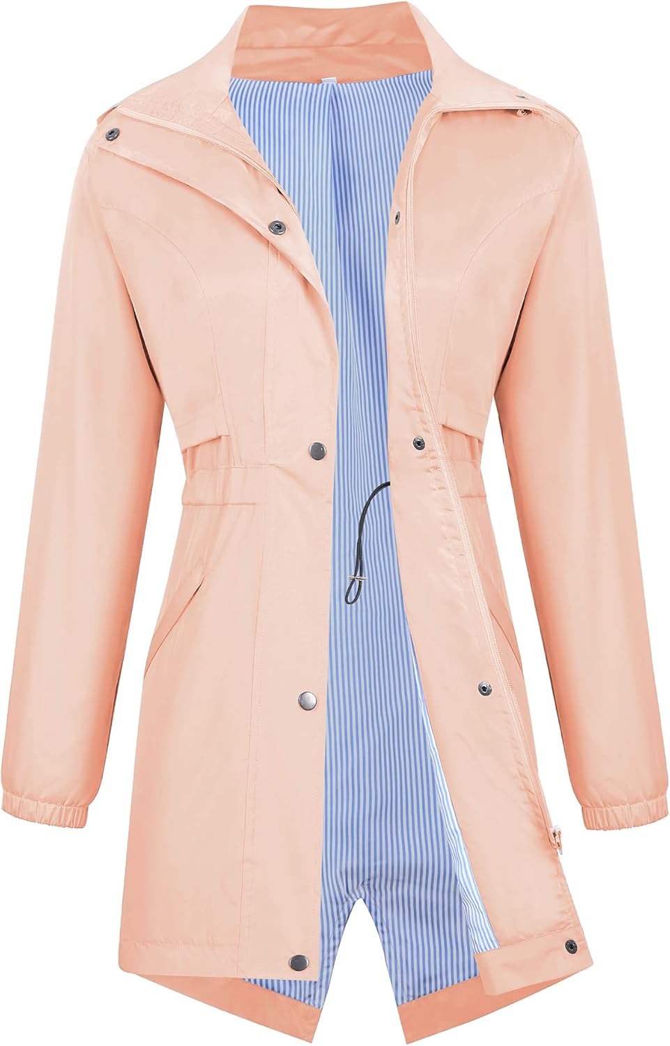 Avoogue Womens Raincoats Waterproof Cinch Waist Breathable All Weather Jacket Long - Image 4