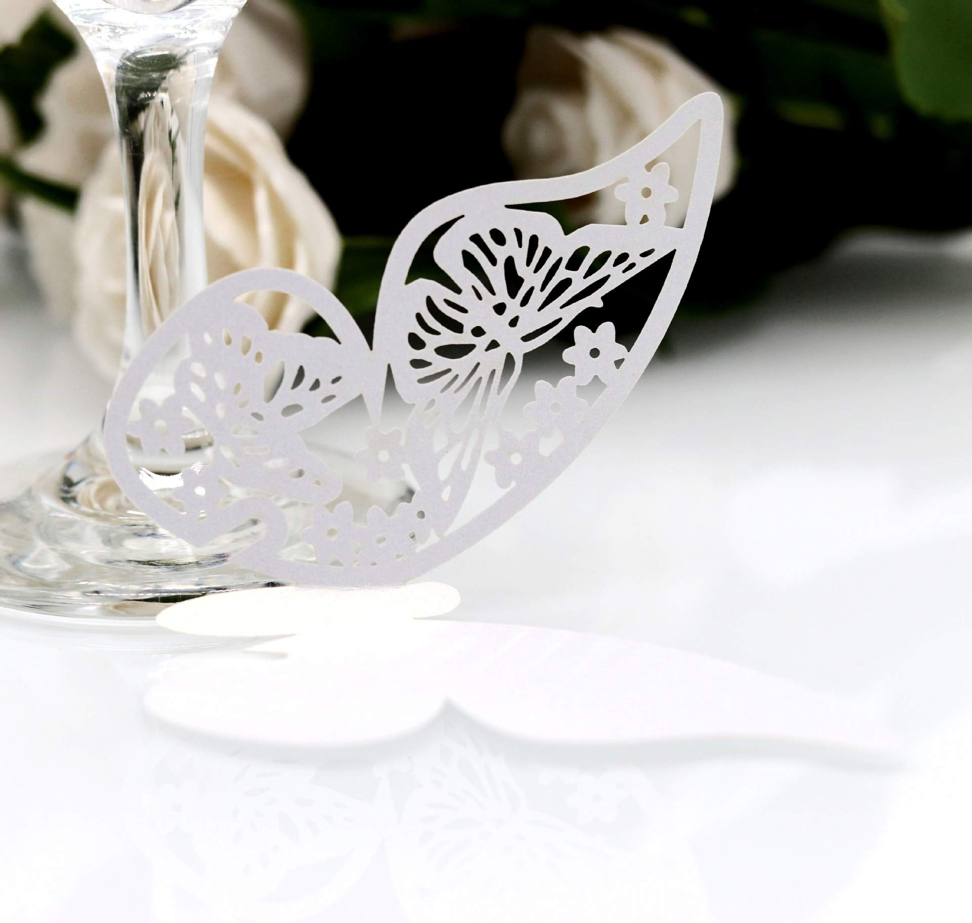 AKOAK Papel Perlado Con Diseño De Mariposa, Número De Mesa, Tarjeta De  Nombre, Copa De Vino,, image size:1920x1823