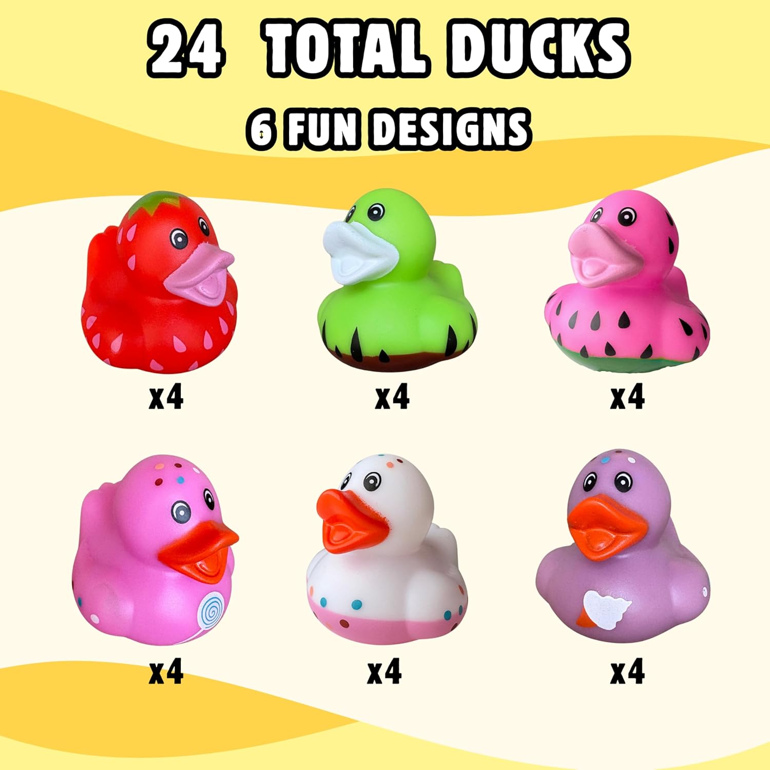 Rubber Ducks - 24 Piece Pack - Cute Themed Ducks for Cruise Ducking, Jeep Ducking, Bath, Pool, Party Favors, Gifts and More