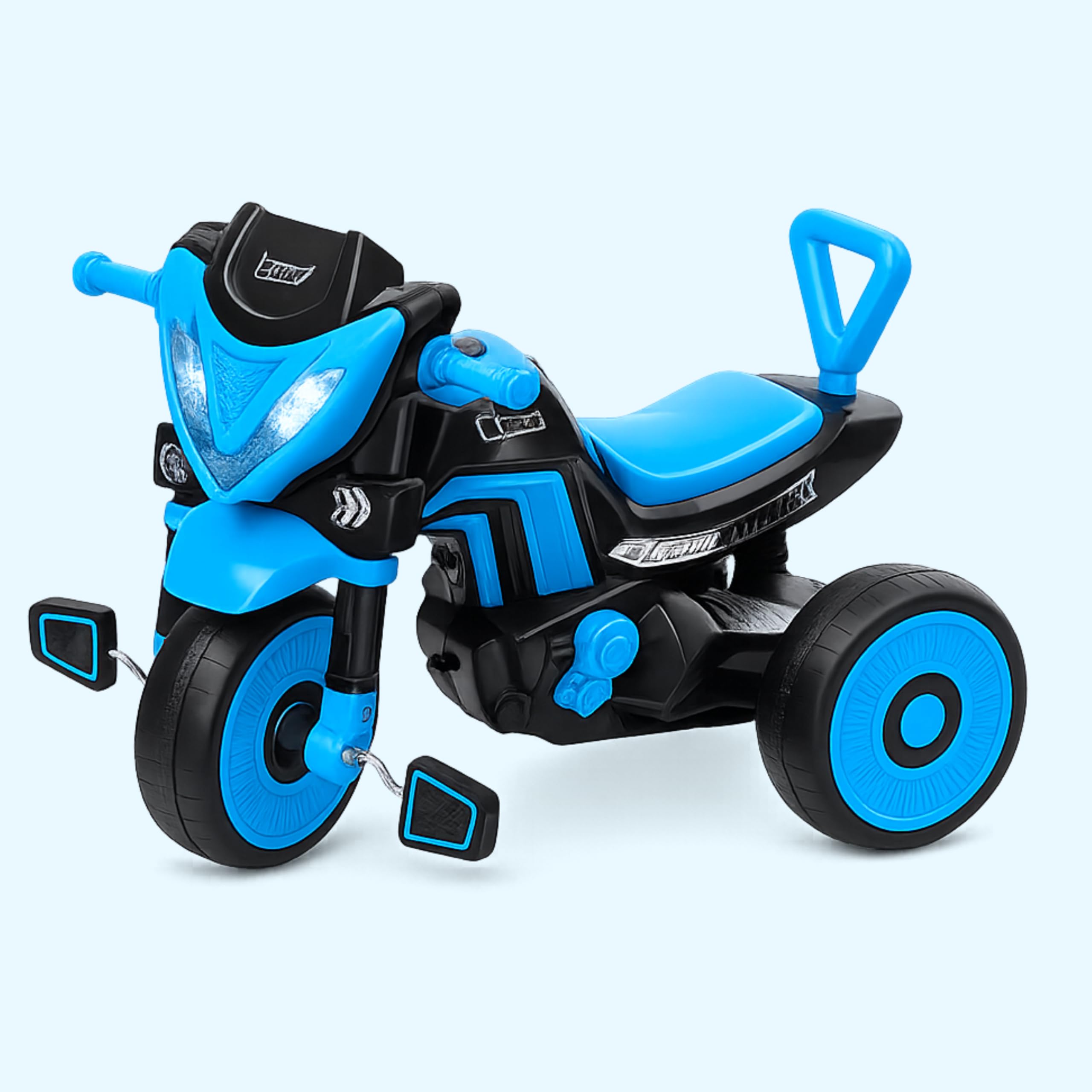 TOY POD Superbike Baby Tricycle with LED Headlights | Musical Horn, Push-Along Pedals, Backrest | Racing Bike Design, Sturdy Wheels | Ride-On Toy for Kids 1 to 3 Years (Blue)-image-2