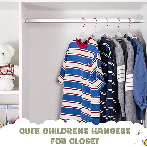 Miniatura 5 de HOUSE DAY Velvet Kids - Paquete de 60 perchas infantiles de alta calidad para armario, perchas ultra finas y bonitas, perchas de fieltro