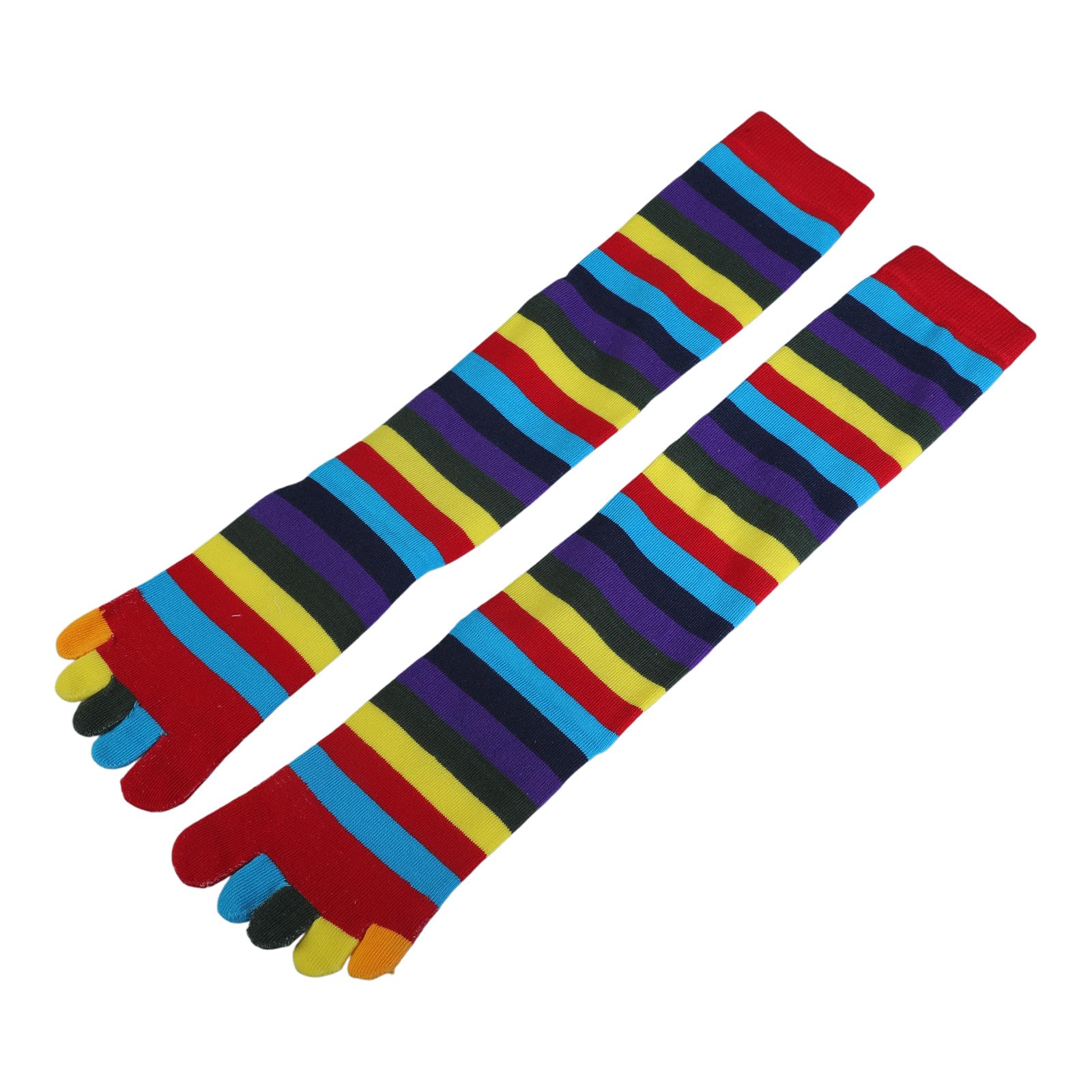 Chaussettes à bout fendu pour femme à rayures arc-en-ciel 5 doigts