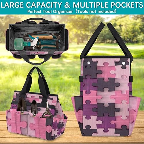 Miniatura 4 de Bolsa de herramientas de jardín con forma de rompecabezas para mujeres y hombres, bolsas de almacenamiento de herramientas de jardinería con 10
