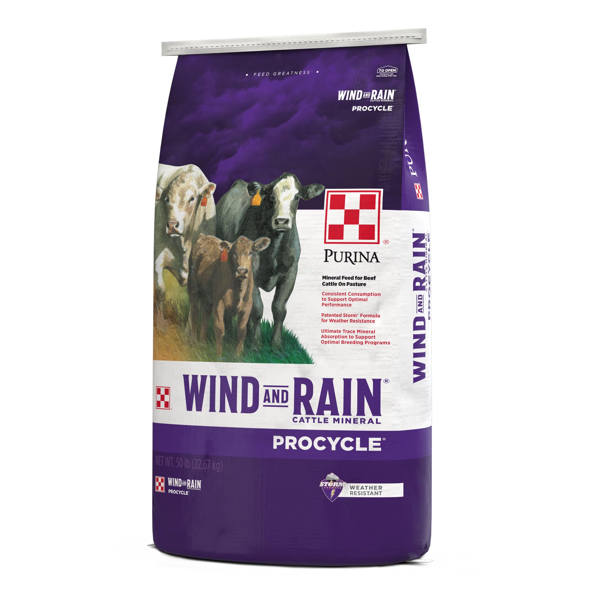 Purina | Wind and Rain 7.5 Complete ProCycle Altosid Cattle Mineral | 50 Pound (50 LB) Bag