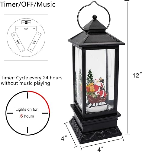 Miniatura 19 de Eldnacele - Linterna navideña musical, de globo, operada con baterías Muñeco de nieve