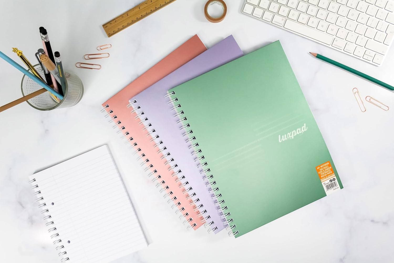 Silvine Luxpad Metallic A5+ FSC Wirebound Notebook - Lined (200 Pages) Pack of 3      Office Product