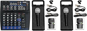 Audiosavings Bundle Gemini GEM-08USB Compact 8 Channel Bluetooth Mixer w/USB 8 Ins/2 Bus Bundle with 2 Rockville RMC-XLR High-End Metal DJ Handheld Wired Microphone Mic w 2 Cables 3 Items