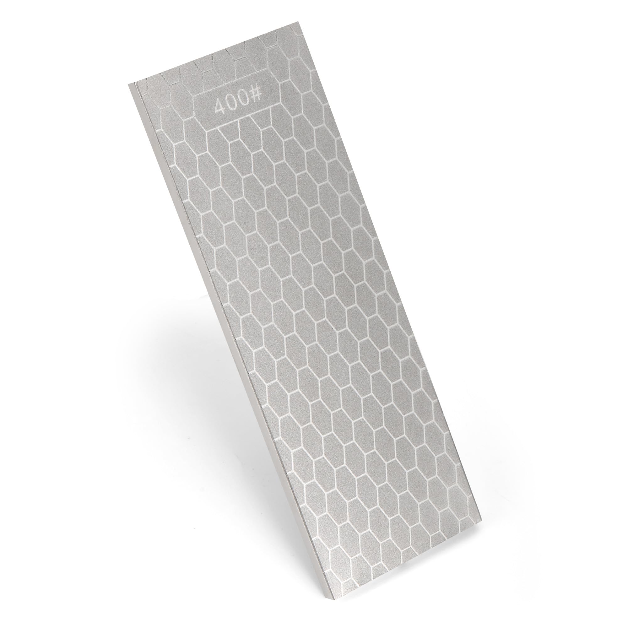 WeeGoo Diamond Sharpening Stone, 2 Side Grit 400/1000 Honeycomb Diamond Plate Honing Stone, 20×7×0.8 CM Silver Sharpening Stones for Knives Scissors Chisels Tools