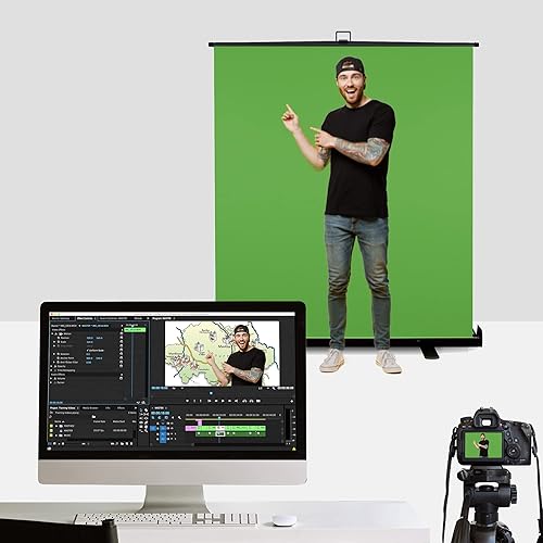 Vista 34 de KHOMO GEAR Fondo de pantalla azul de 62 pulgadas – Fondo Chromakey plegable y portátil para streaming, videollamadas, fotografía, zoom