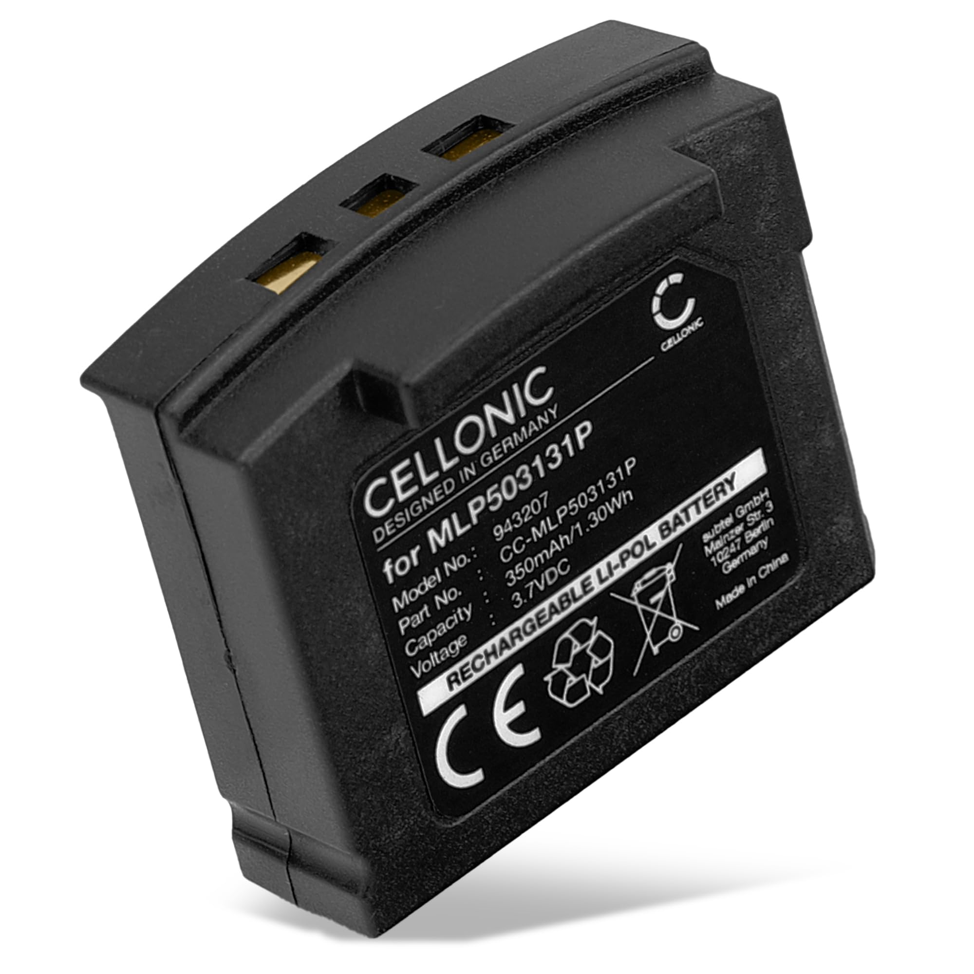 CELLONIC 1x Batteria per Headset/Auricolare/Cuffie Compatibile con Unisar DH900, Compatibile con Sonumaxx 2.4 PR, Compatibile con TechniSat STEREOMAN ISI 2, MLP503131P – (350mAh, 3.7V)
