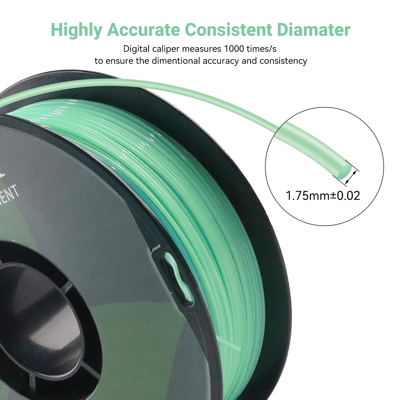PETG Filament pour imprimante 3D arc-en-ciel, précision dimensionnelle +/- 0,03 mm, bobine de 1 kg, 1,75 mm, convient pour la plupart des imprimantes 3D, vert et bleu
