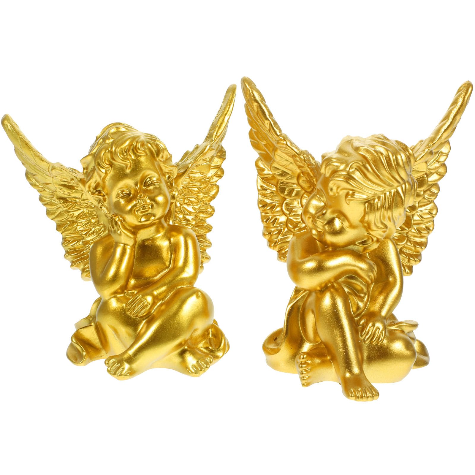 Toyvian 4 Piezas Figurita de Ángel de Resina Dorada para Estante y Gabinete