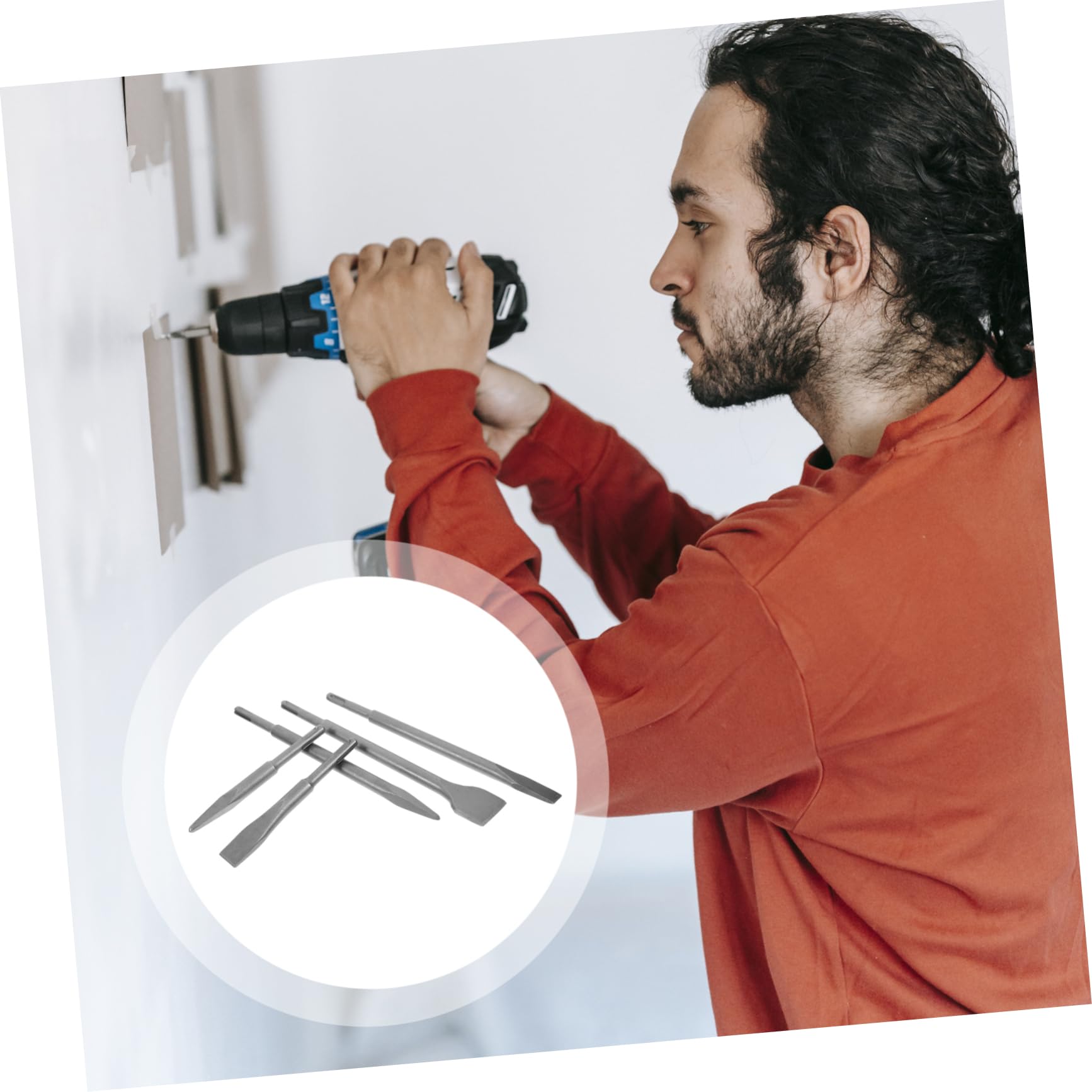 TOPBATHY Set di 5 Scalpelli per Calcestruzzo, Acciaio e Plastica, per Pareti in Cemento, Taglio Preciso, Operazione Stabile, Custodia per Vari Progetti