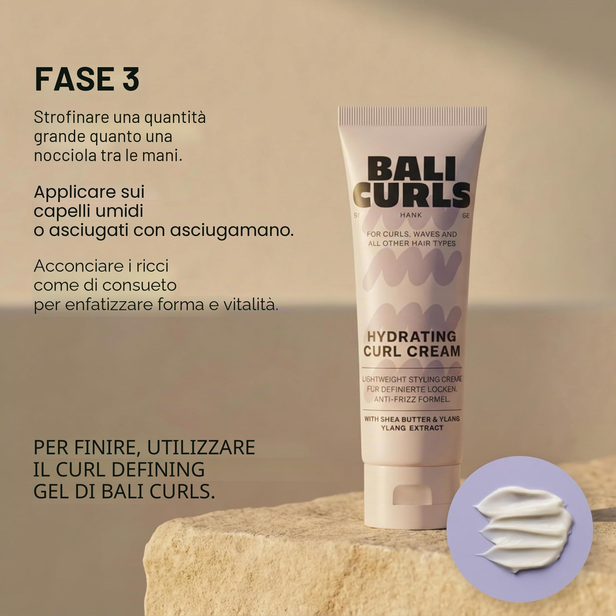 Bali Curls, set da 4 pezzi, dimensioni da viaggio per ricci sani e definiti – shampoo, balsamo, crema ricci & Defining Gel – Set di cura compatto per viaggi, palestra e viaggi