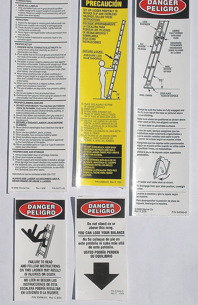 Fg Extension Ladder And Safety Labels