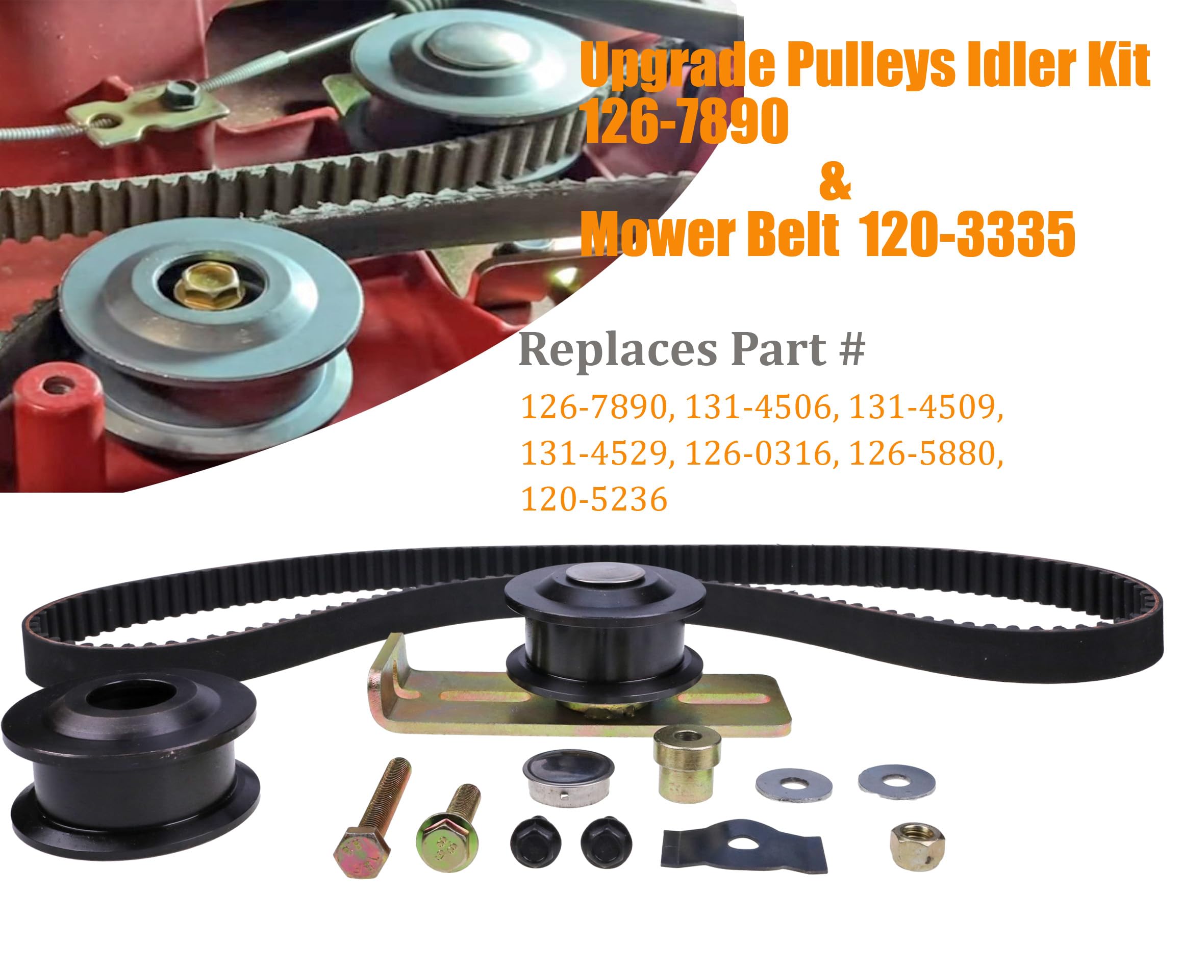 JEENDA 126-7890 Kit de poleas mejoradas y correa de cortacésped compatible con Toro TimeMaster 20975 20977/TurfMaster 22205TE 22207 22210 22215 22225 22235 cortacésped y Exmark ECKA30 12666 -0316 1