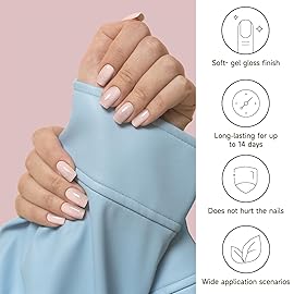 DUKASOU Semi Cured Gel Nail Strips, Fingertip Balle | 28 pcs Gel Nail Strips Work with Any UV Lamp, Salon Quality UV Nails Stickers, Easy to Apply for Home Nails DIY