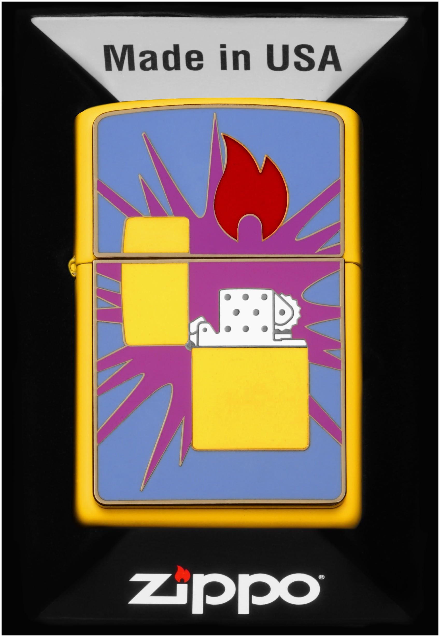 Zippo Windproof Lighter - Pop Art Zippo Lighter, Sunflower, Emblem - Refillable - Reusable - Windproof Design - Gift Box - Made in USA