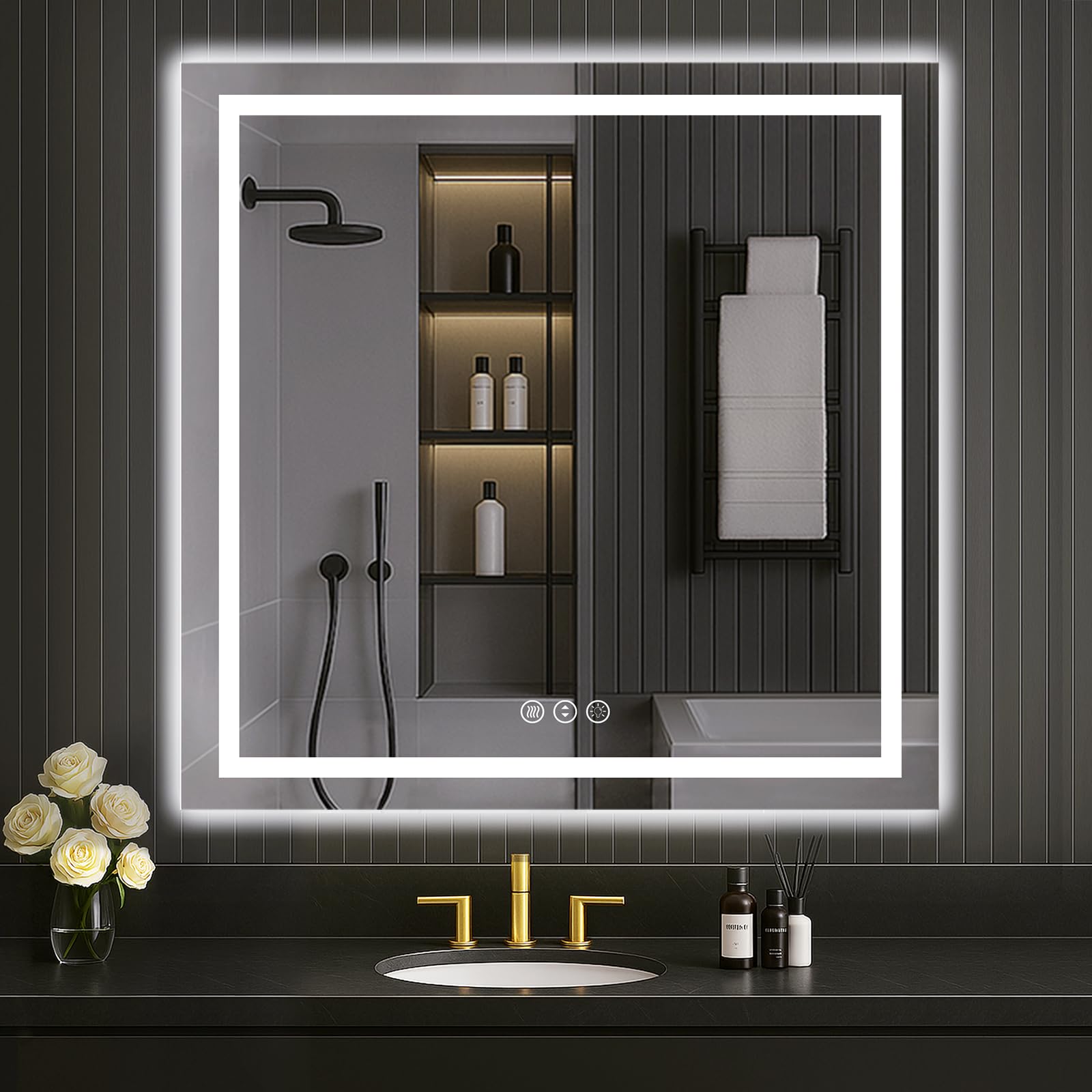 LOAAO 40"X40" LED Bathroom Mirror with Lights, UL Listed