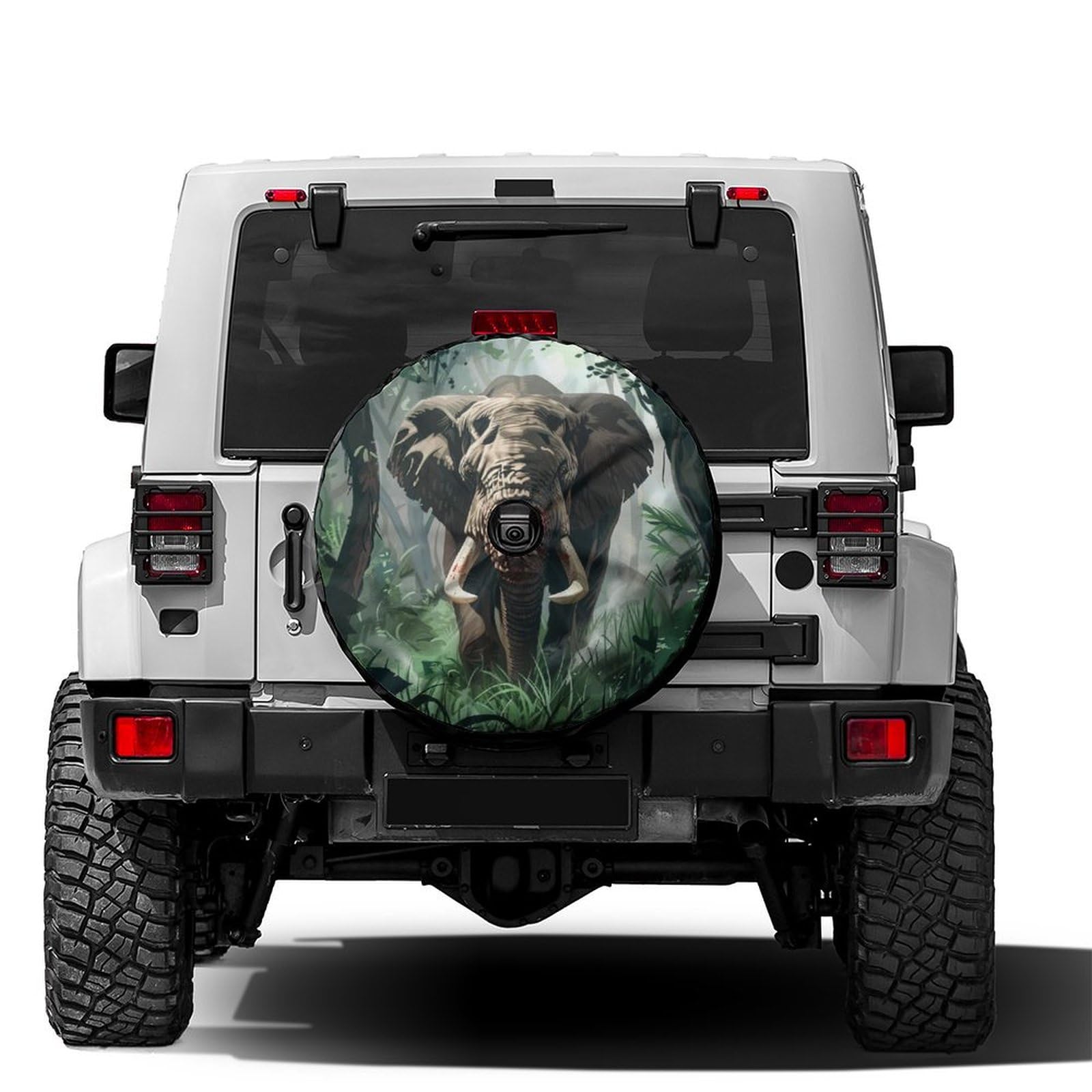 Dujiea Angry Elephant Spare Tire Cover with Backup Camera Hole, Universal Wheel Tire Cover Tire Protectors for Trailer RV Van SUV Truck Camper and Many Vehicle 14inch