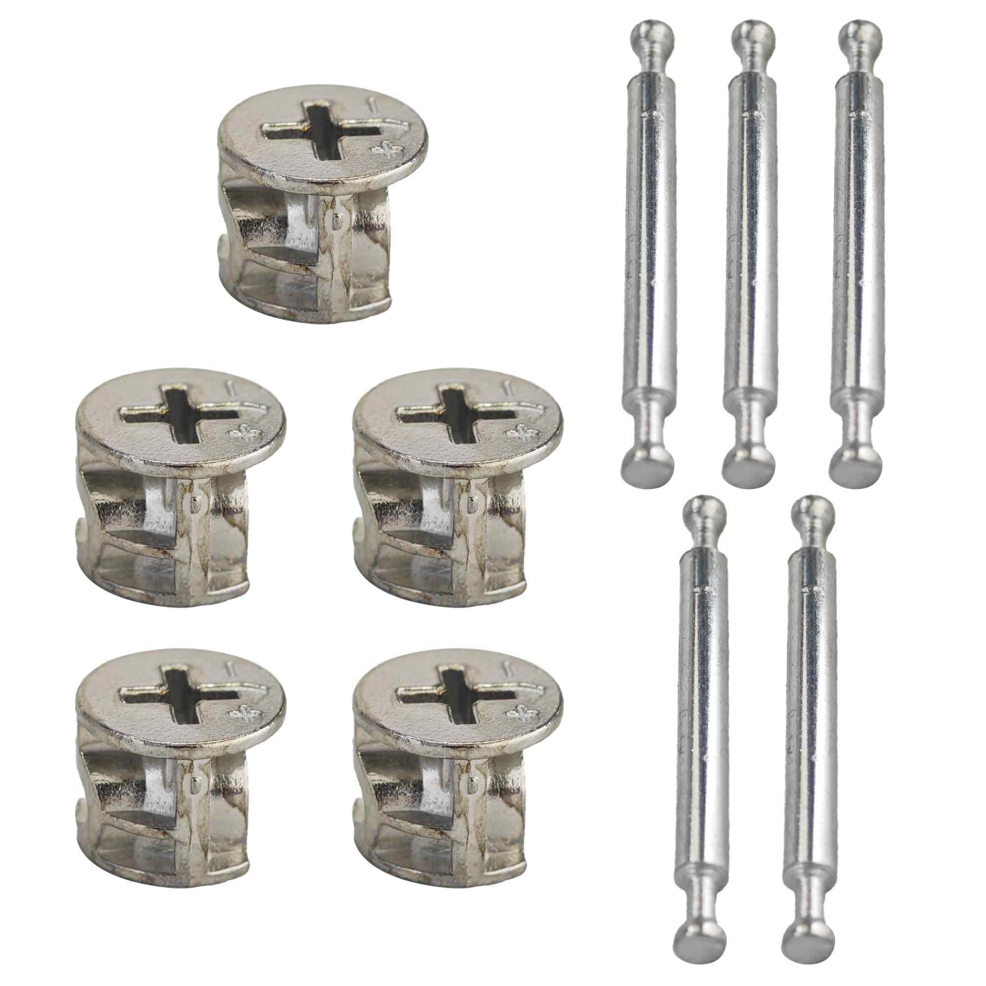 pson 5 Set 64mm Double Ended Connecting Rod Cam Lock Fasteners for Cabinet, Drawer, Wardrobe, and Panel Assembly