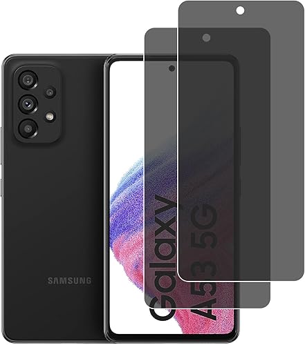KELOLIN Paquete de 2 protectores de pantalla de privacidad para Samsung Galaxy A53 5G, dureza 9H, arañazos, antiespía, protector de pantalla de