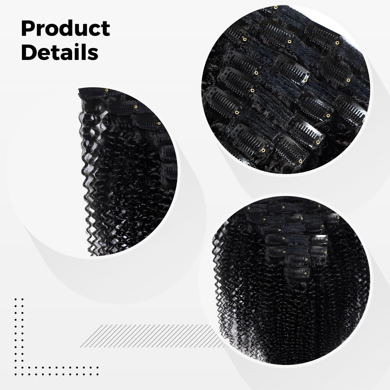 Clip-in Echthaar-Extensions, 14 Zoll, Natur Schwarz, Afro-Locken-Clip-ins, 8-teiliges Set, flexibles Styling, passend für mehr Fülle und einen harmonischen Look