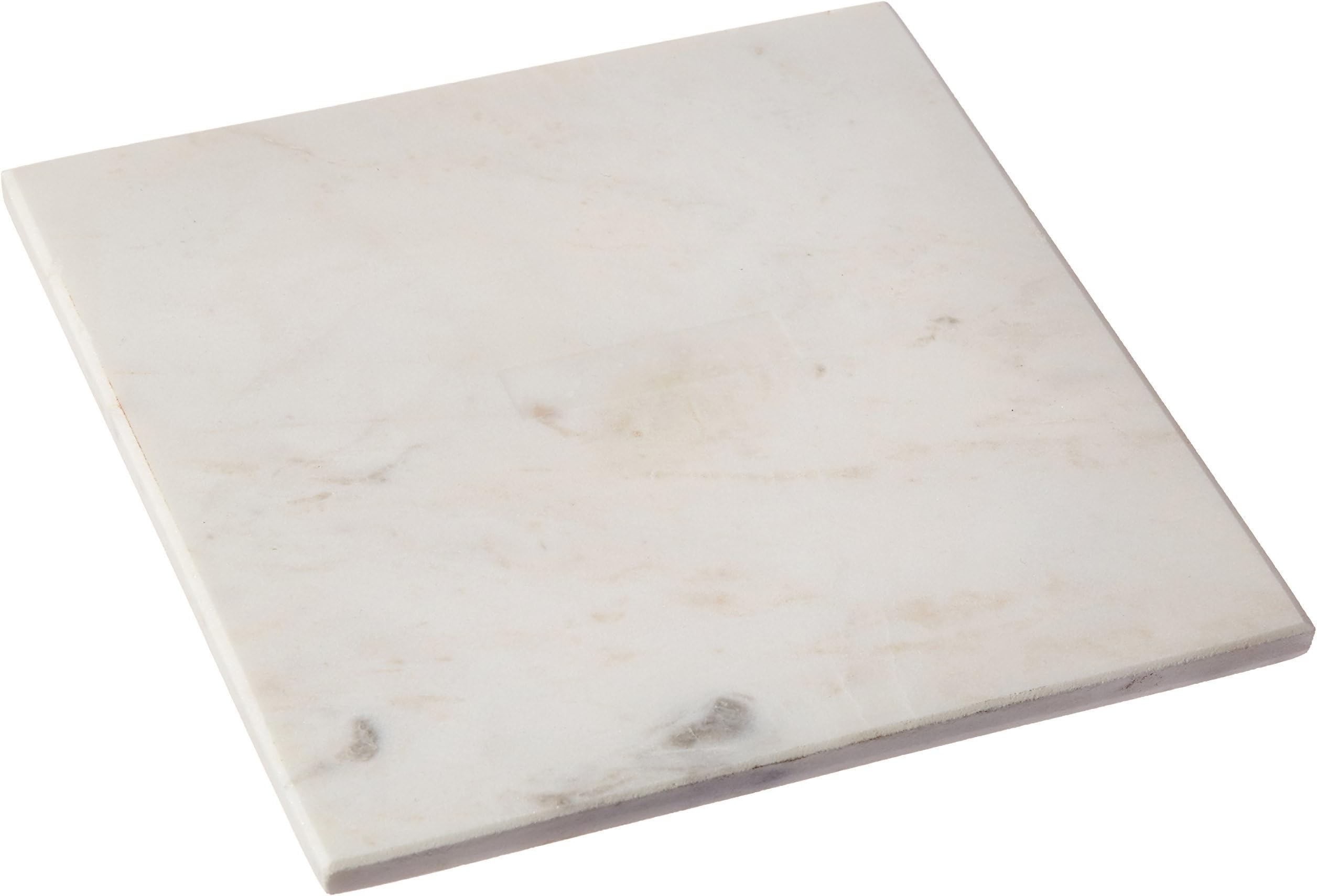 Creative Home Creamy White Marble Square Trivet, 8”W X 8”L X 0.8"H