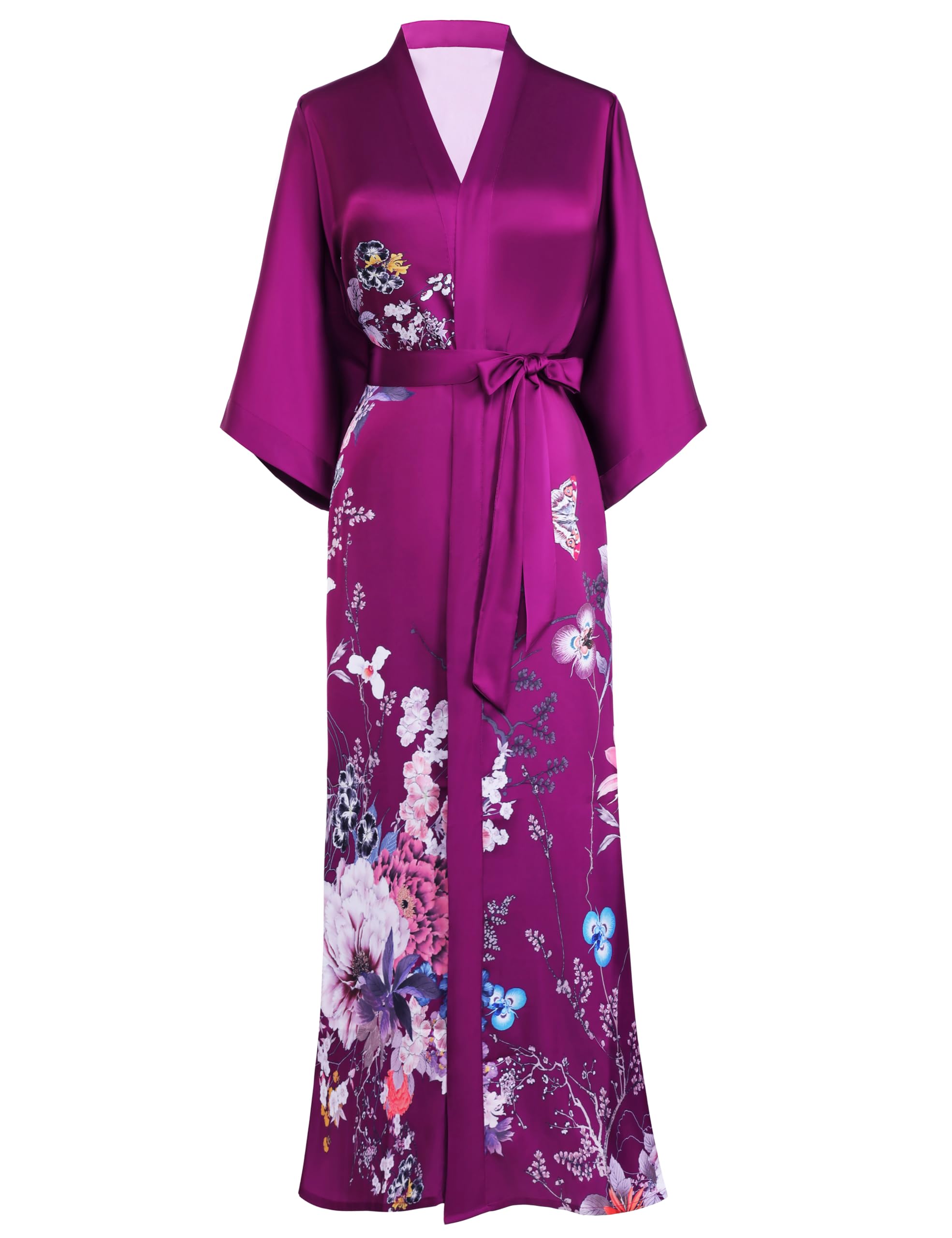 PRODESIGNKimono Robe for Women - Long Satin Sleepwear Silky Kimono Cover-Up Nightgown Japanese Bathrobe Loungewear Blouse