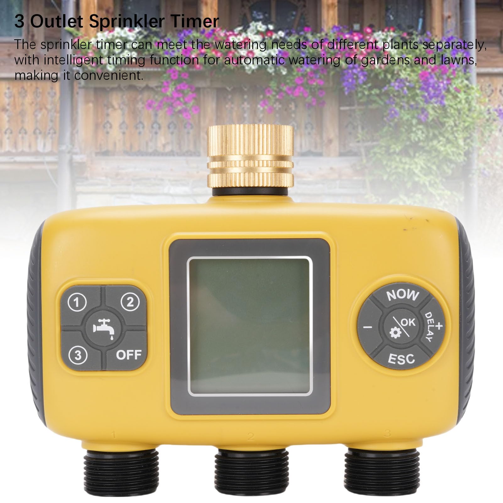 3 uscite timer irrigatore timer digitale per irrigazione con ritardo pioggia controller automatico per irrigazione per giardino prato ABS nero 5,1x6,1 pollici