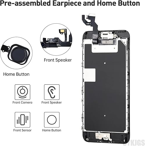 Miniatura 3 de para iPhone 6S Plus Reemplazo de pantalla de 5.5 pulgadas con botón de inicio, 6splus negro pantalla LCD digitalizador táctil 3D montaje completo