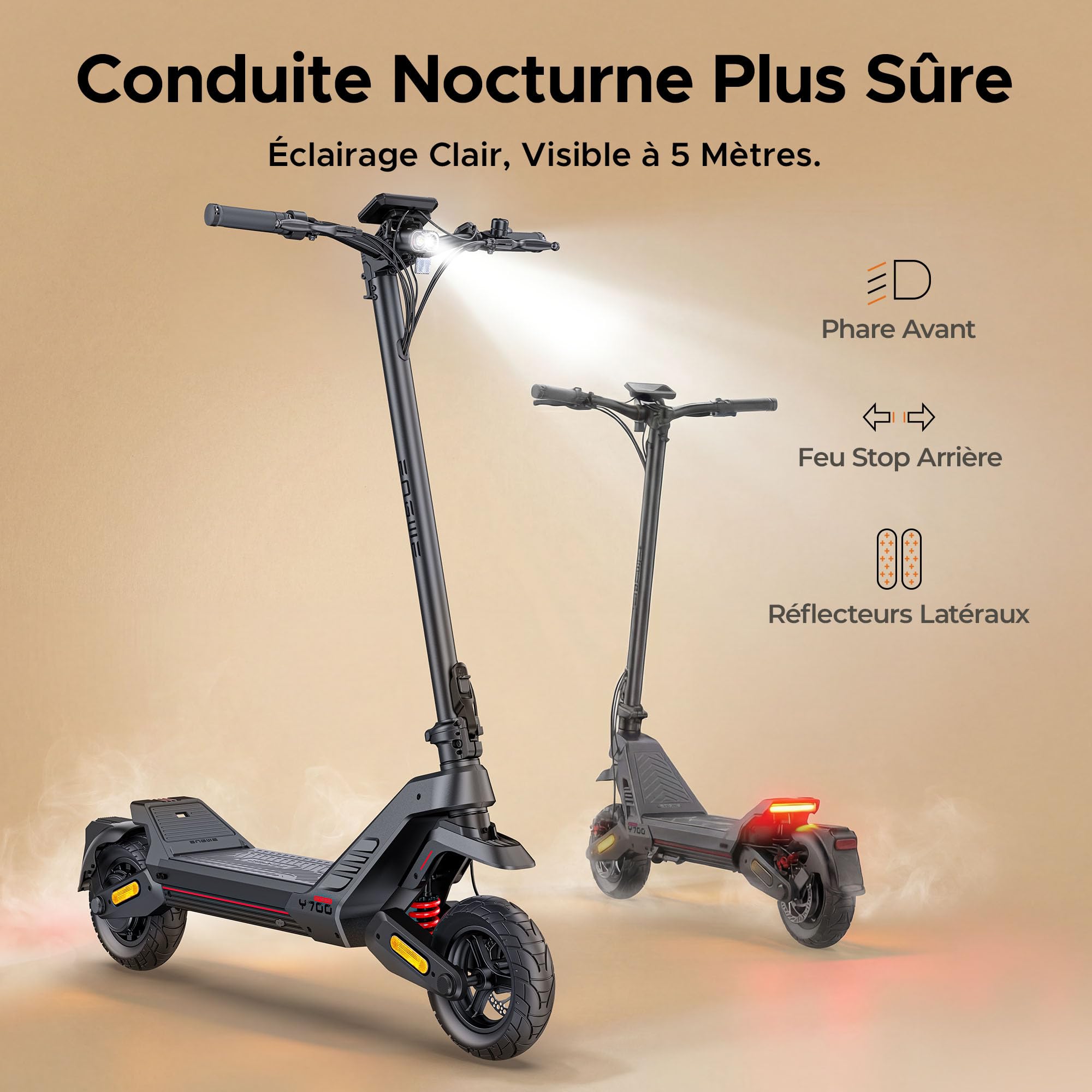 ENGWE Trottinette Électrique Pliable, Y700 | Batterie 48 V 18.2 Ah, NFC et Bluetooth, Autonomie Jusqu'à 85 Km, Suspension Tout-Terrain