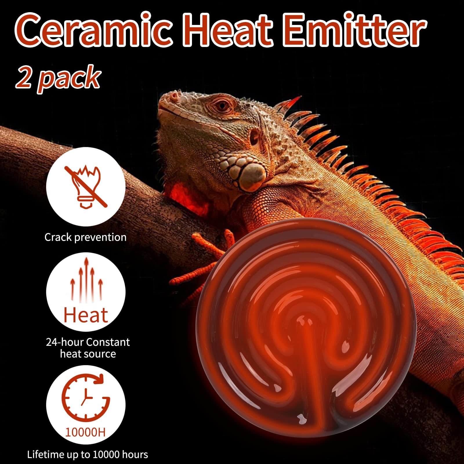 REPTI HOME Reptile Heat Lamp, Ceramic Heat Emitter E27 75W-2Pack, Ceramic Heat Bulb for Terrarium Light Reptiles, Lizards - Image 3