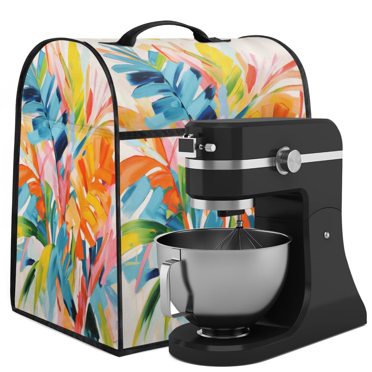 Coffee Maker Cover Colorful Palm Leaves Kitchen Appliance Covers Small Appliance Covers Blender Cover Juicer Cover Dust Covers for Kitchen Appliances with Top Handle and Pockets,Washable,C721
