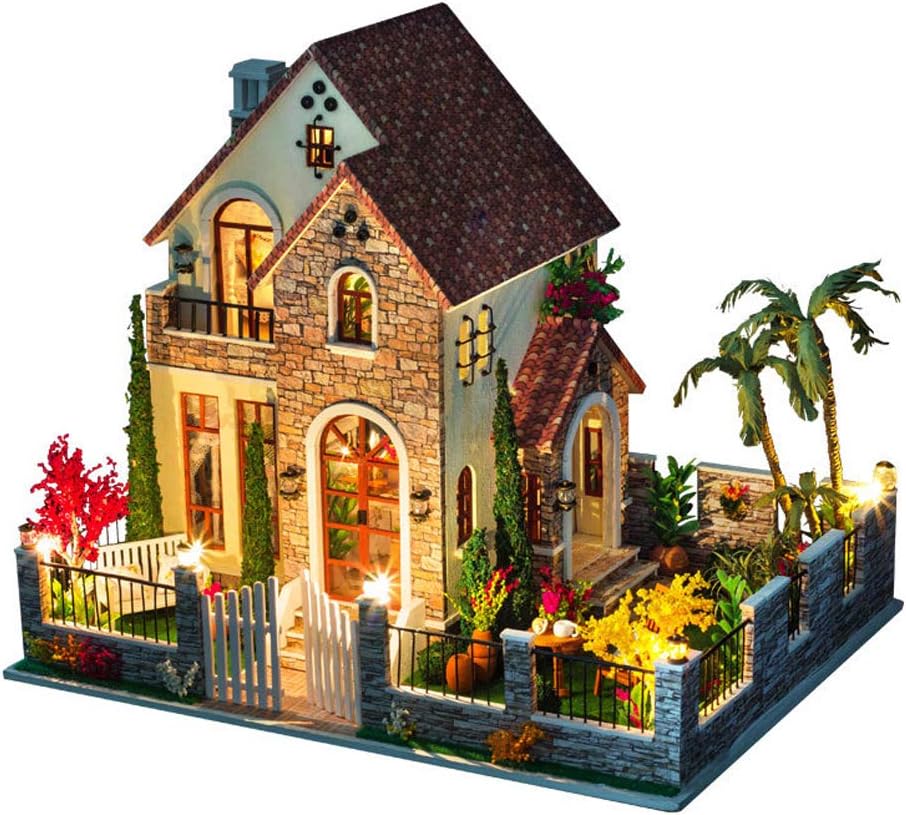 MAGQOO Dollhouse Miniature with Furniture, DIY Dollhouse Kit Plus Dust Proof, 1:24 Scale Creative Room Idea(Love House)